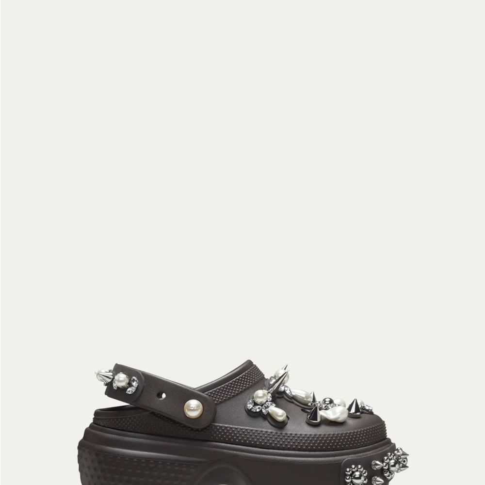 Brown Studded Platform Clogs with Chunky Sole